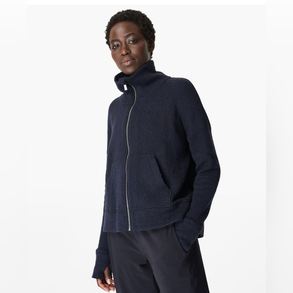 NWT SWEATY BETTY Restful Boucle Zip Through Jacket Cardigan Black - Picture 3 of 8